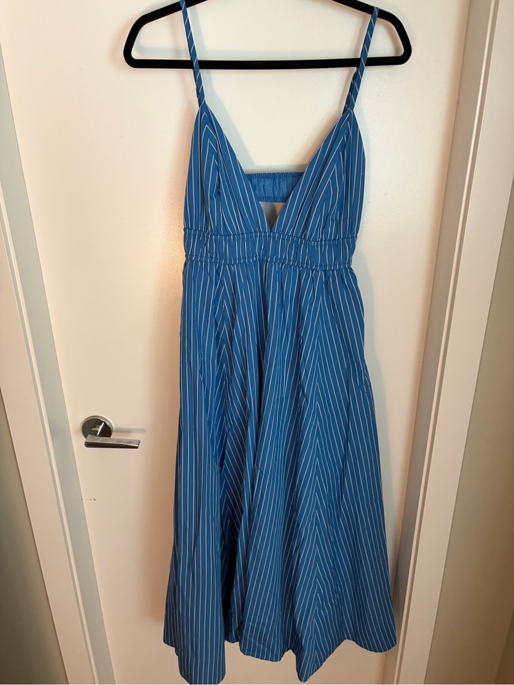 Aritzia Blue Striped Spaghetti Strap Dress